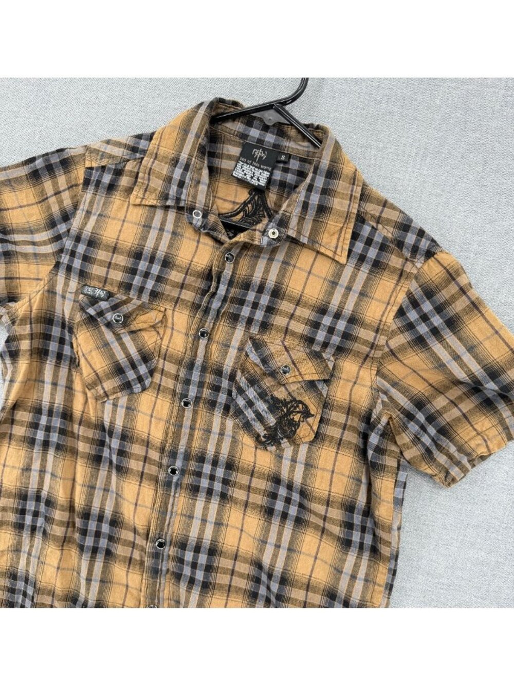 Not Of This World Shirt Mens S Pearl Snap NOTW Jesus Saves Y2K Embroidered Cross